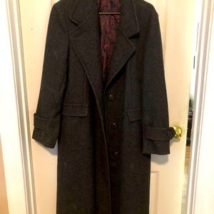 womens coat wool gray Forstmann miss New Yorker long paisley lined M/L Made USA